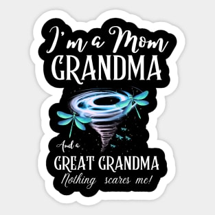 I’m A Mom Grandma And A Great Grandma Nothing Scares Me Cute Dragonflies Sticker